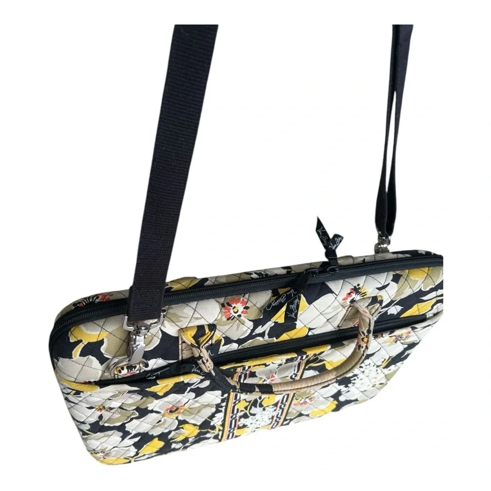 Vera Bradley Large Hard Case Floral Laptop Bag - Black, Yellow, White